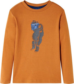 vidaXL-Kindershirt-met-lange-mouwen-gorillaprint-140-donker-donkerokerkleurig