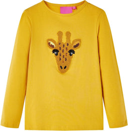 vidaXL-Kindershirt-met-lange-mouwen-hert-116-donker-okerkleurig