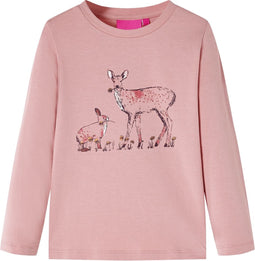 vidaXL-Kindershirt-met-lange-mouwen-hert-en-konijnenprint-104-roze