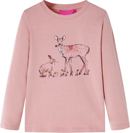 vidaXL-Kindershirt-met-lange-mouwen-hert-en-konijnenprint-92-roze