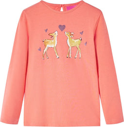 vidaXL-Kindershirt-met-lange-mouwen-hertenprint-128-koraalkleurig
