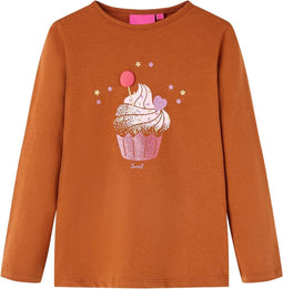 vidaXL-Kindershirt-met-lange-mouwen-ijsjesprint-92-cognackleurig