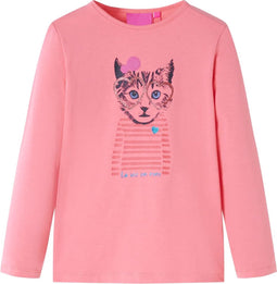vidaXL-Kindershirt-met-lange-mouwen-kattenprint-140-roze