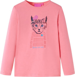 vidaXL-Kindershirt-met-lange-mouwen-kattenprint-92-roze