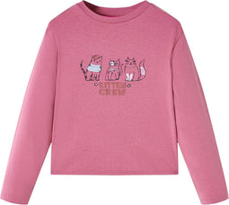 vidaXL-Kindershirt-met-lange-mouwen-kittenprint-128-frambooskleurig