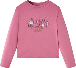 vidaXL-Kindershirt-met-lange-mouwen-kittenprint-140-frambooskleurig