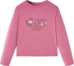 vidaXL-Kindershirt-met-lange-mouwen-kittenprint-92-frambooskleurig