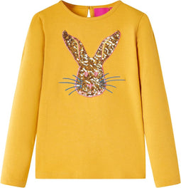 vidaXL-Kindershirt-met-lange-mouwen-konijnenprint-104-okerkleurig