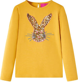 vidaXL-Kindershirt-met-lange-mouwen-konijnenprint-116-okerkleurig