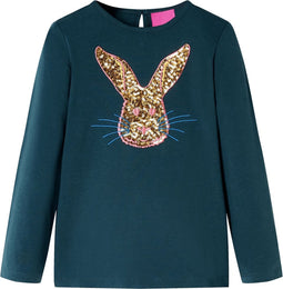 vidaXL-Kindershirt-met-lange-mouwen-konijnenprint-92-donkergroen