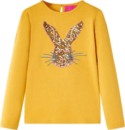 vidaXL-Kindershirt-met-lange-mouwen-konijnenprint-92-okerkleurig