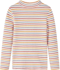 vidaXL-Kindershirt-met-lange-mouwen-lage-col-104-gestreept-ecru