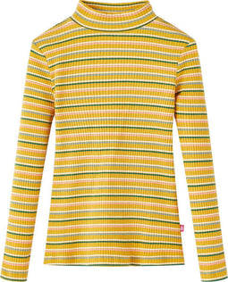 vidaXL-Kindershirt-met-lange-mouwen-lage-col-104-gestreept-okerkleurig
