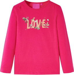 vidaXL-Kindershirt-met-lange-mouwen-love-print-104-felroze