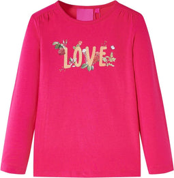 vidaXL-Kindershirt-met-lange-mouwen-love-print-116-felroze