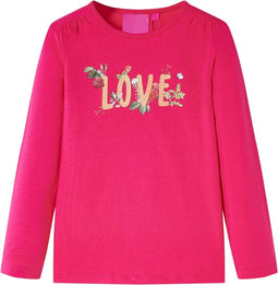 vidaXL-Kindershirt-met-lange-mouwen-love-print-92-felroze