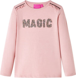 vidaXL-Kindershirt-met-lange-mouwen-met-woord-in-glitters-116-lichtroze