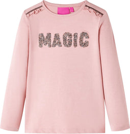 vidaXL-Kindershirt-met-lange-mouwen-met-woord-in-glitters-128-lichtroze