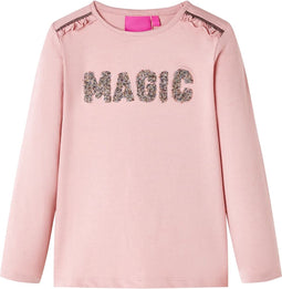 vidaXL-Kindershirt-met-lange-mouwen-met-woord-in-glitters-140-lichtroze