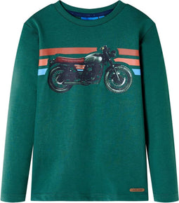 vidaXL-Kindershirt-met-lange-mouwen-motorprint-128-groen