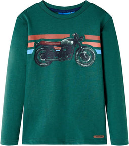 vidaXL-Kindershirt-met-lange-mouwen-motorprint-92-groen