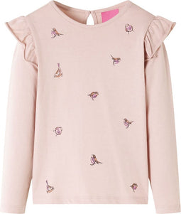 vidaXL-Kindershirt-met-lange-mouwen-mussenprint-128-roze