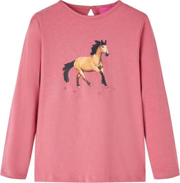 vidaXL-Kindershirt-met-lange-mouwen-paardenprint-92-oudroze