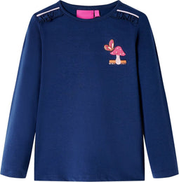 vidaXL-Kindershirt-met-lange-mouwen-paddenstoelenprint-104-marineblauw
