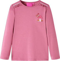 vidaXL-Kindershirt-met-lange-mouwen-paddenstoelenprint-116-frambozenkleurig