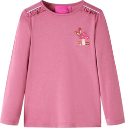 vidaXL-Kindershirt-met-lange-mouwen-paddenstoelenprint-128-frambozenkleurig