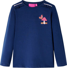 vidaXL-Kindershirt-met-lange-mouwen-paddenstoelenprint-128-marineblauw