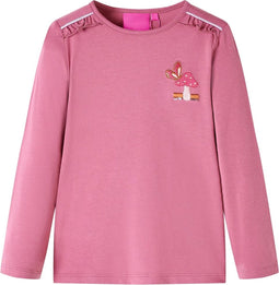 vidaXL-Kindershirt-met-lange-mouwen-paddenstoelenprint-140-frambozenkleurig