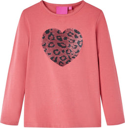 vidaXL-Kindershirt-met-lange-mouwen-pailletten-hart-104-oudroze