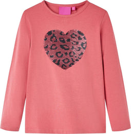 vidaXL-Kindershirt-met-lange-mouwen-pailletten-hart-116-oudroze
