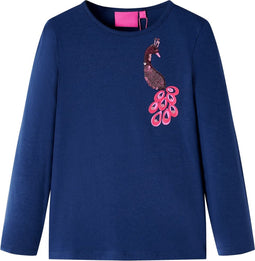 vidaXL-Kindershirt-met-lange-mouwen-pauw-116-marineblauw
