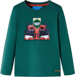 vidaXL-Kindershirt-met-lange-mouwen-racewagenprint-116-groen
