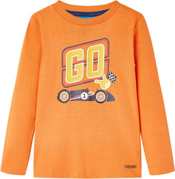 vidaXL-Kindershirt-met-lange-mouwen-racewagenprint-92-donkeroranje