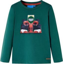 vidaXL-Kindershirt-met-lange-mouwen-racewagenprint-92-groen