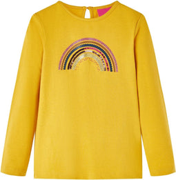 vidaXL-Kindershirt-met-lange-mouwen-regenboogprint-116-okerkleurig