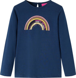 vidaXL-Kindershirt-met-lange-mouwen-regenboogprint-128-marineblauw