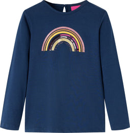vidaXL-Kindershirt-met-lange-mouwen-regenboogprint-92-marineblauw
