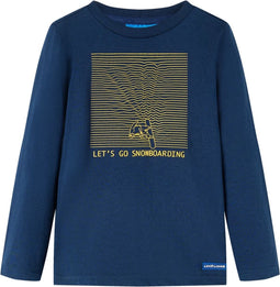 vidaXL-Kindershirt-met-lange-mouwen-snowboardprint-140-marineblauw