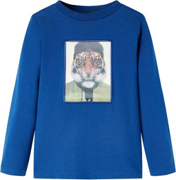 vidaXL-Kindershirt-met-lange-mouwen-tijgerprint-116-donkerblauw