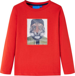 vidaXL-Kindershirt-met-lange-mouwen-tijgerprint-116-rood