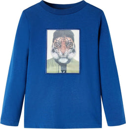 vidaXL-Kindershirt-met-lange-mouwen-tijgerprint-128-donkerblauw