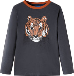 vidaXL-Kindershirt-met-lange-mouwen-tijgerprint-140-antracietkleurig