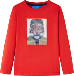 vidaXL-Kindershirt-met-lange-mouwen-tijgerprint-92-rood