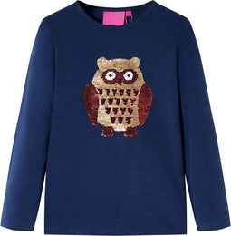 vidaXL-Kindershirt-met-lange-mouwen-uil-van-pailletten-104-marineblauw