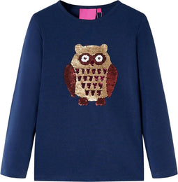 vidaXL-Kindershirt-met-lange-mouwen-uil-van-pailletten-116-marineblauw