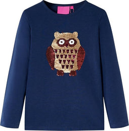 vidaXL-Kindershirt-met-lange-mouwen-uil-van-pailletten-140-marineblauw